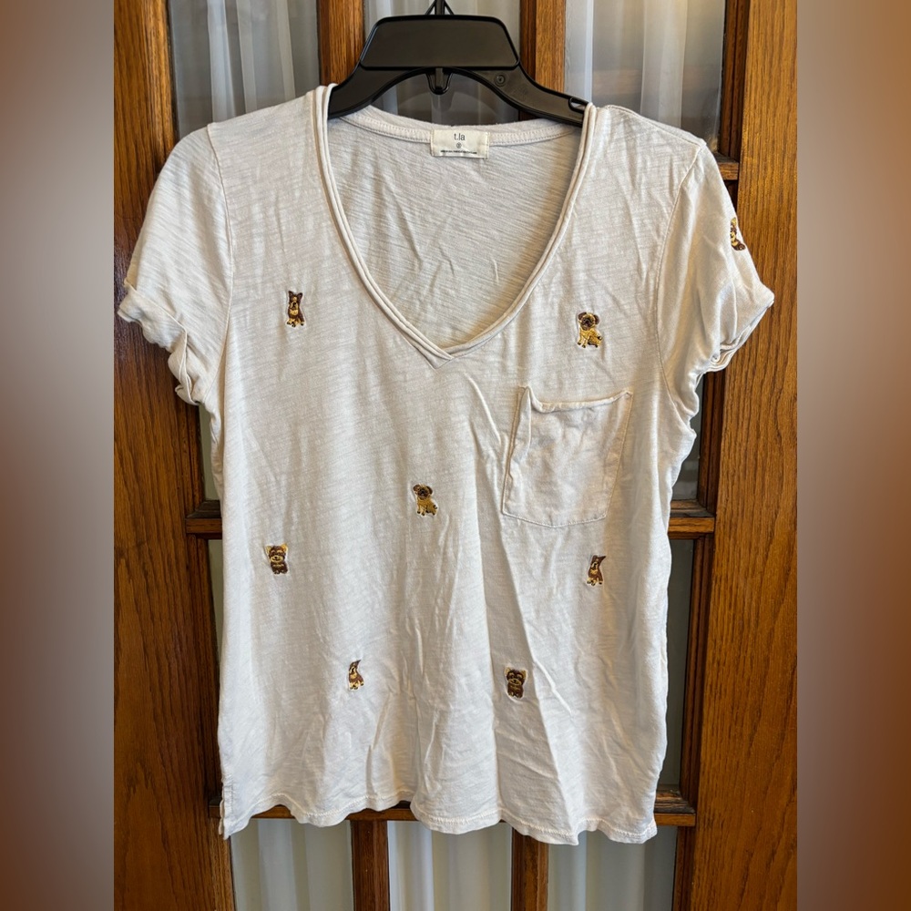 Anthropologie t.la Embroidered Dog T